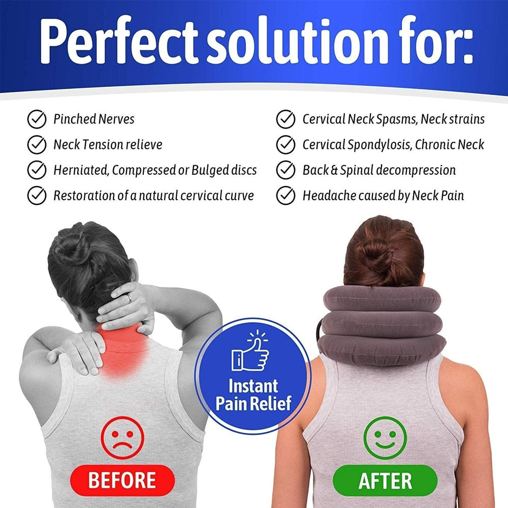 Cervical Neck Traction Device,Relief for Chronic Neck & Shoulder Alignment Pain,Inflatable Neck Stretcher Collar for Home Relief