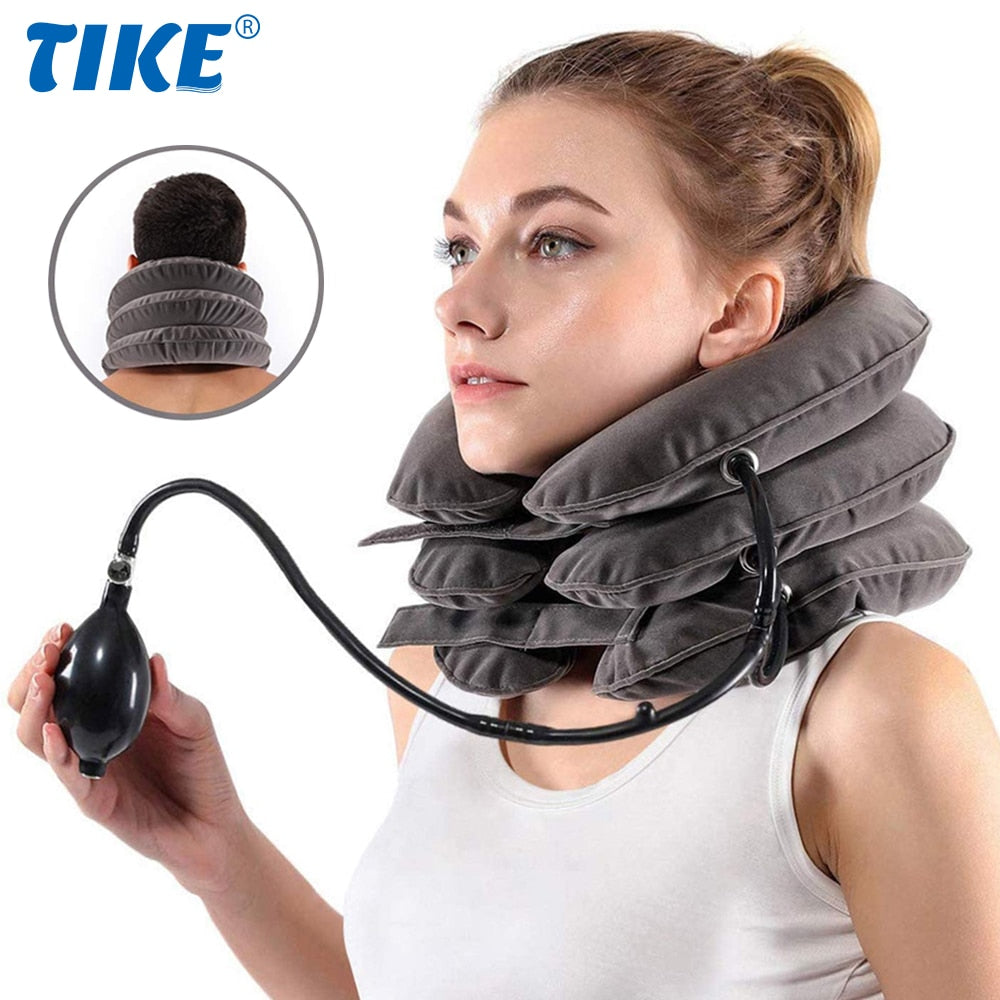 Cervical Neck Traction Device,Relief for Chronic Neck & Shoulder Alignment Pain,Inflatable Neck Stretcher Collar for Home Relief
